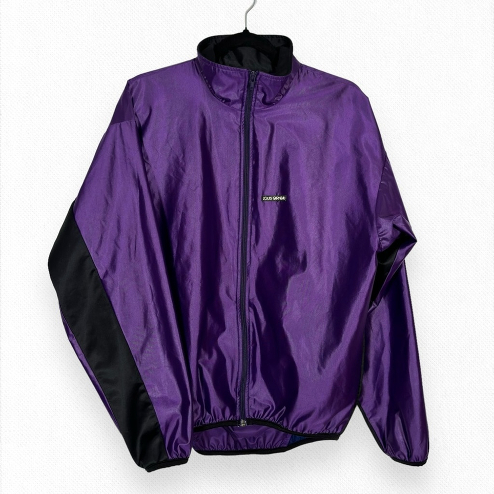 Louis Garneau Windbreaker Bomber Jacket Purple Black Full Zip Cycling Size M - Picture 2 of 7